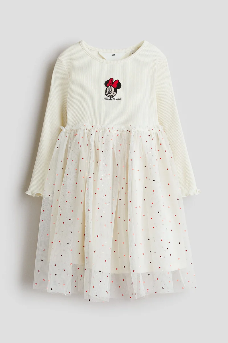 اتش اند ام فستان من التول بتفاصيل زخرفية